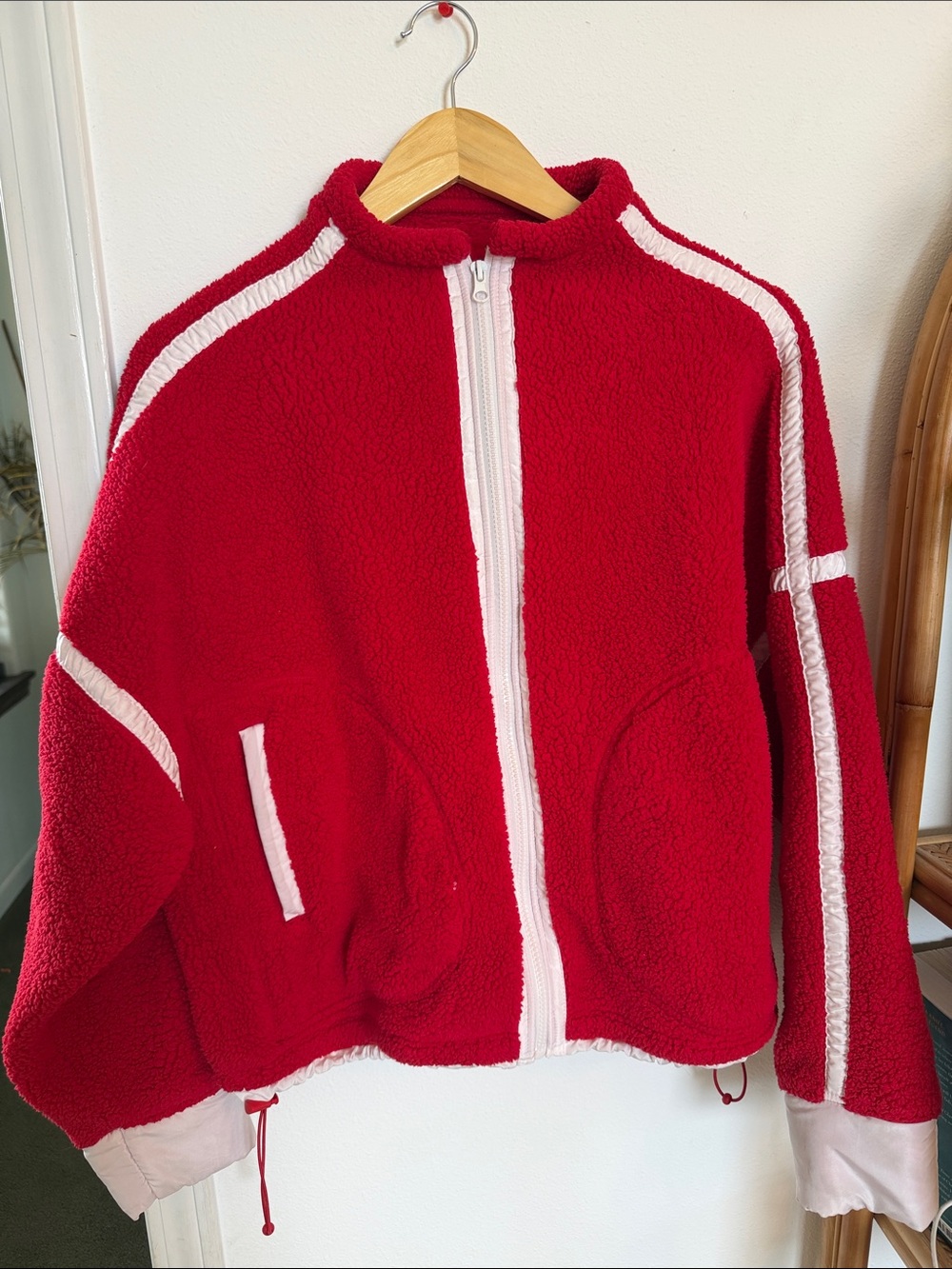 Amazon Red Teddy Jacket with White Trim